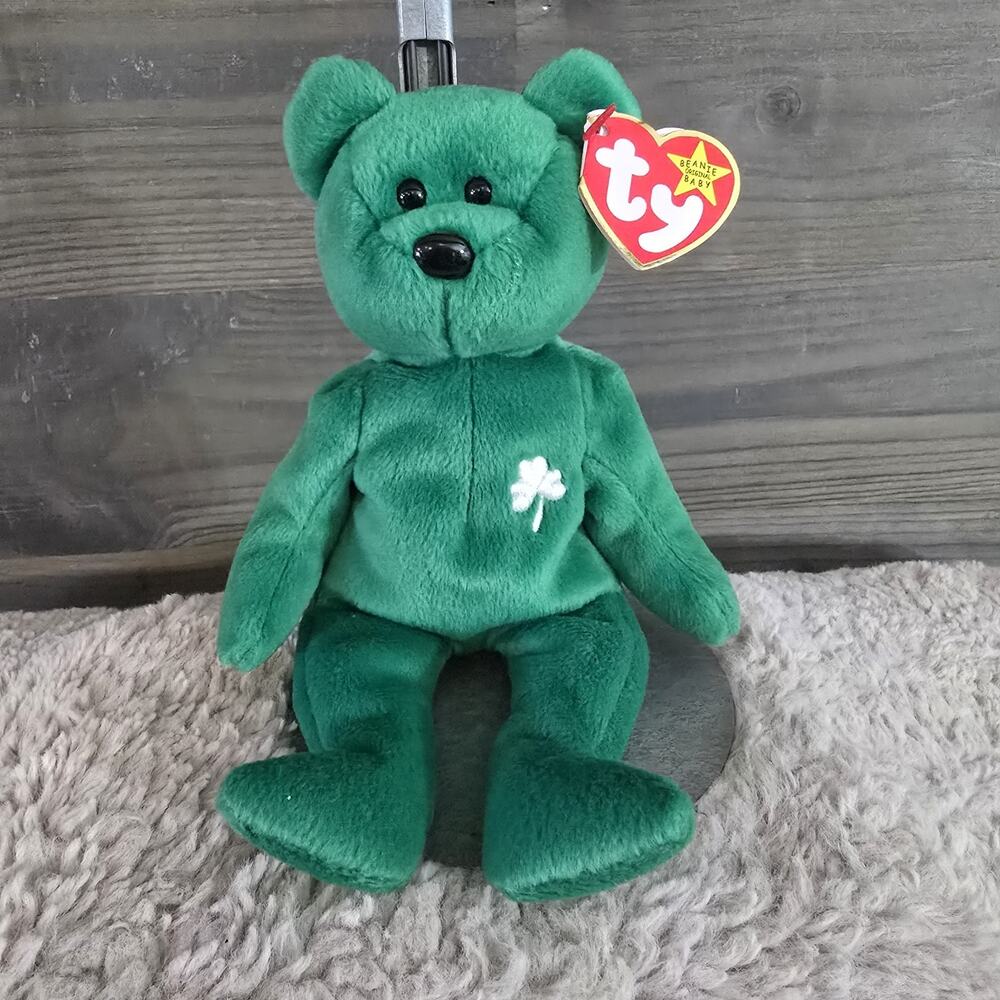 TY Beanie Baby ERIN the Irish Bear 8.5 inch Stuffed Animal Toy Green Shamrock